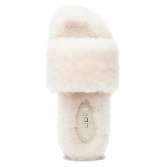BNIB - J/Slides Bryce ivory shearling slides slippers US size 7 - Picture 2 of 4